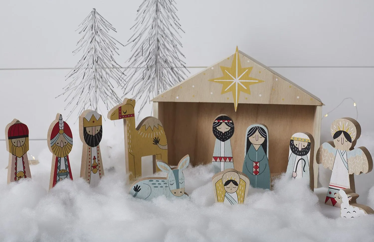 Colorful Wooden Nativity Set