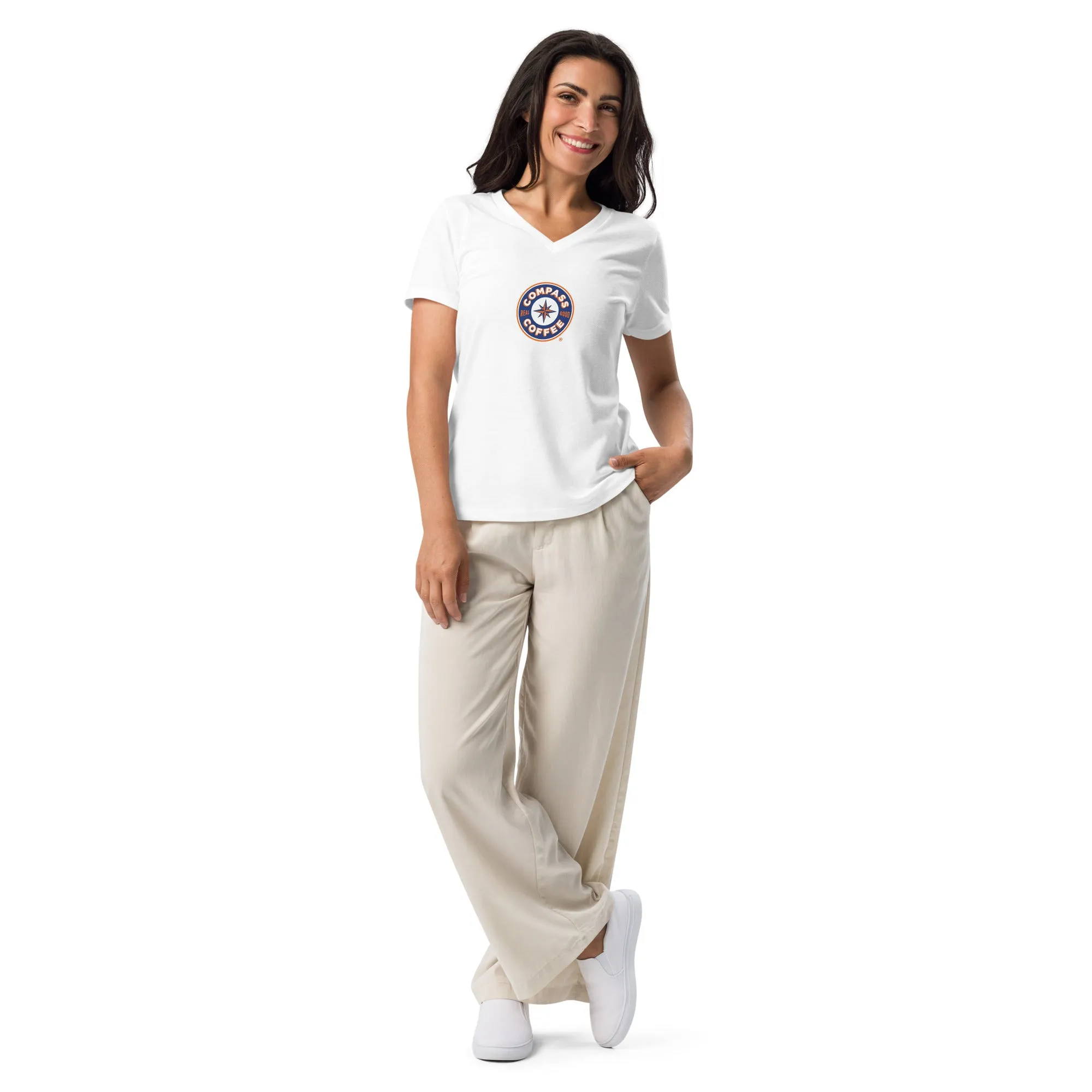 Compass Coffee Women’s Relaxed V-Neck