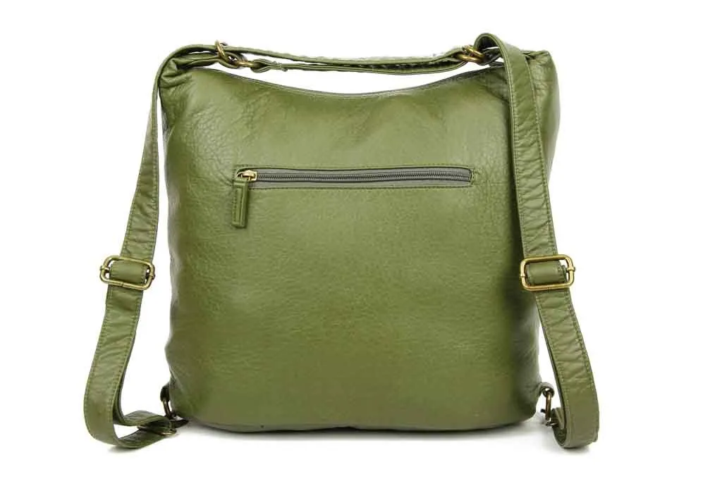 Convertible Crossbody Backpack - Army Green