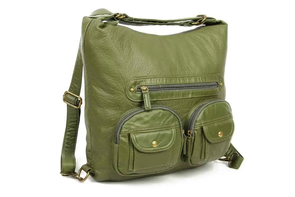 Convertible Crossbody Backpack - Army Green