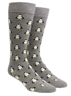 Cool Penguins Charcoal Dress Socks