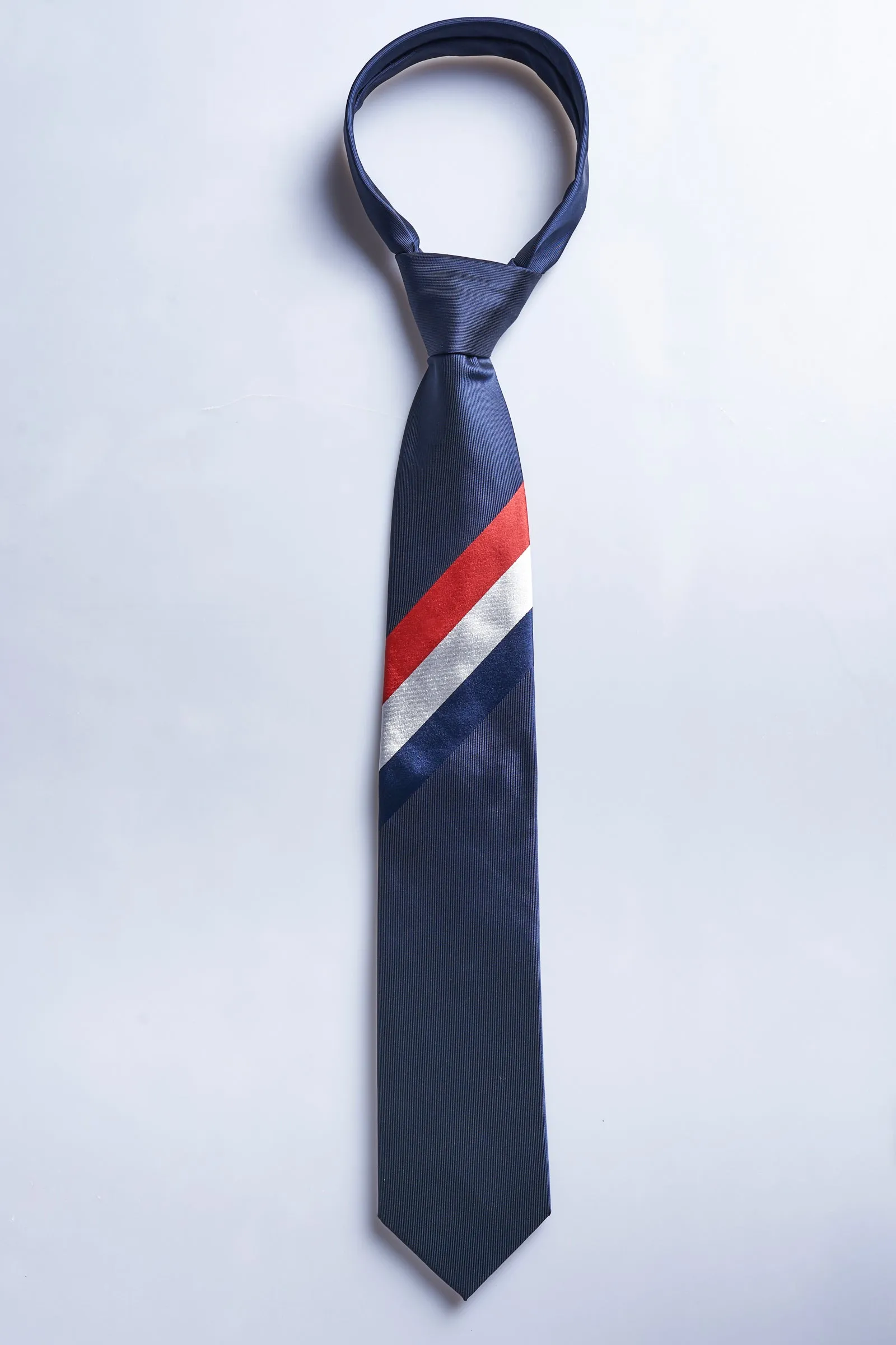 Corbata Marino Franja Marino Burdeos Blanco