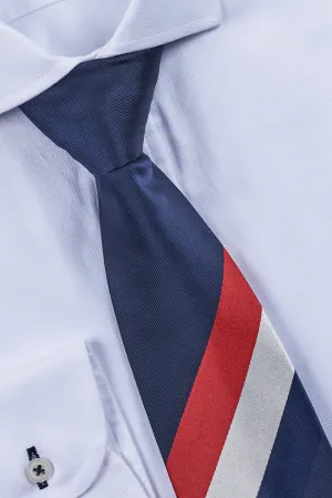 Corbata Marino Franja Marino Burdeos Blanco