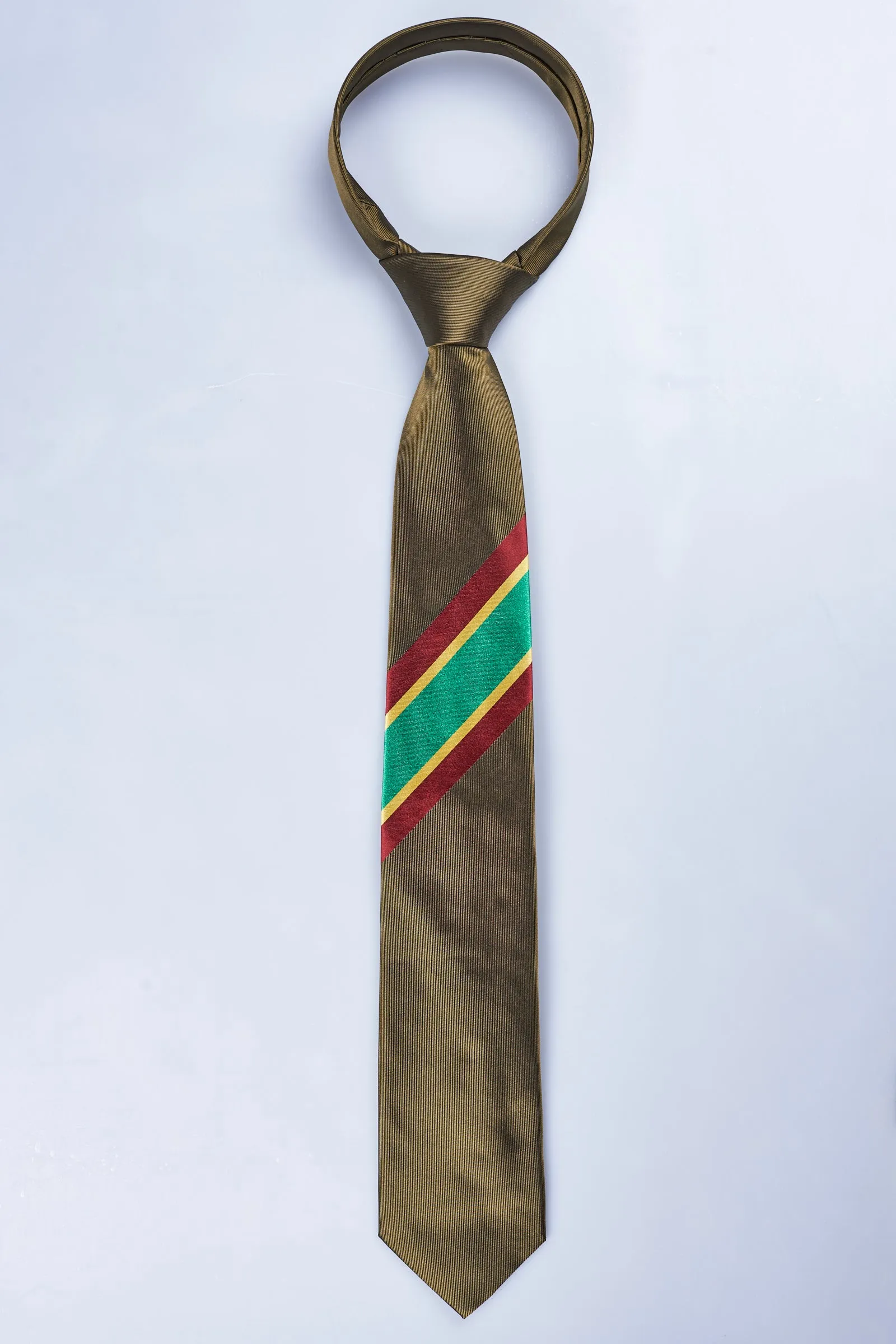 Corbata Oliva Franja Tricolor