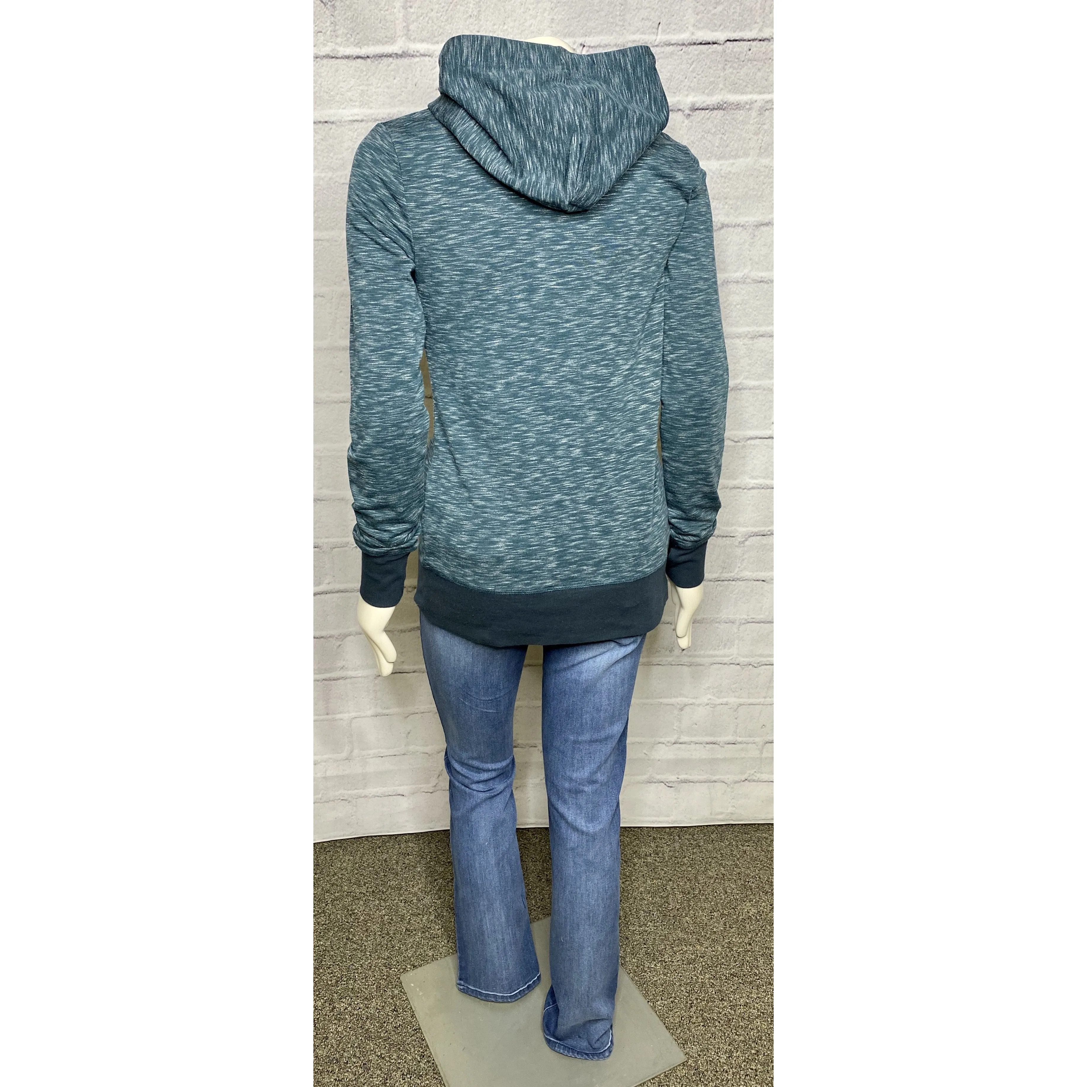 Cowl Neck Space Dye Teal Top