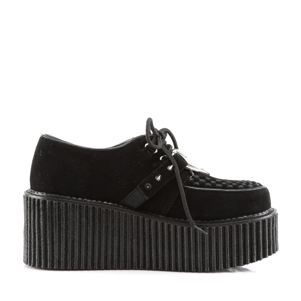 CREEPER-206  Black Vegan Suede-Vegan Leather