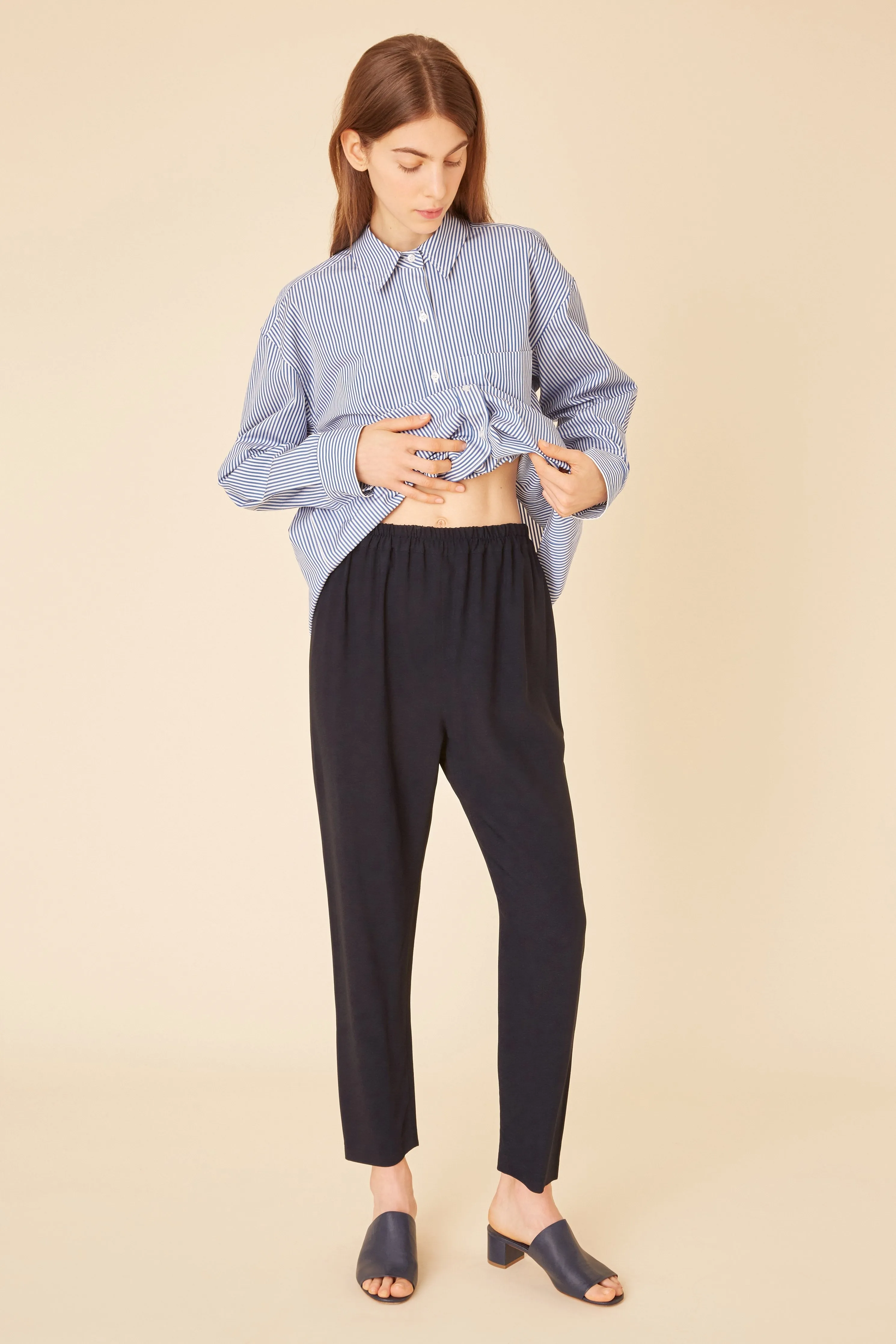 Crepe Elastic Pant - Blu