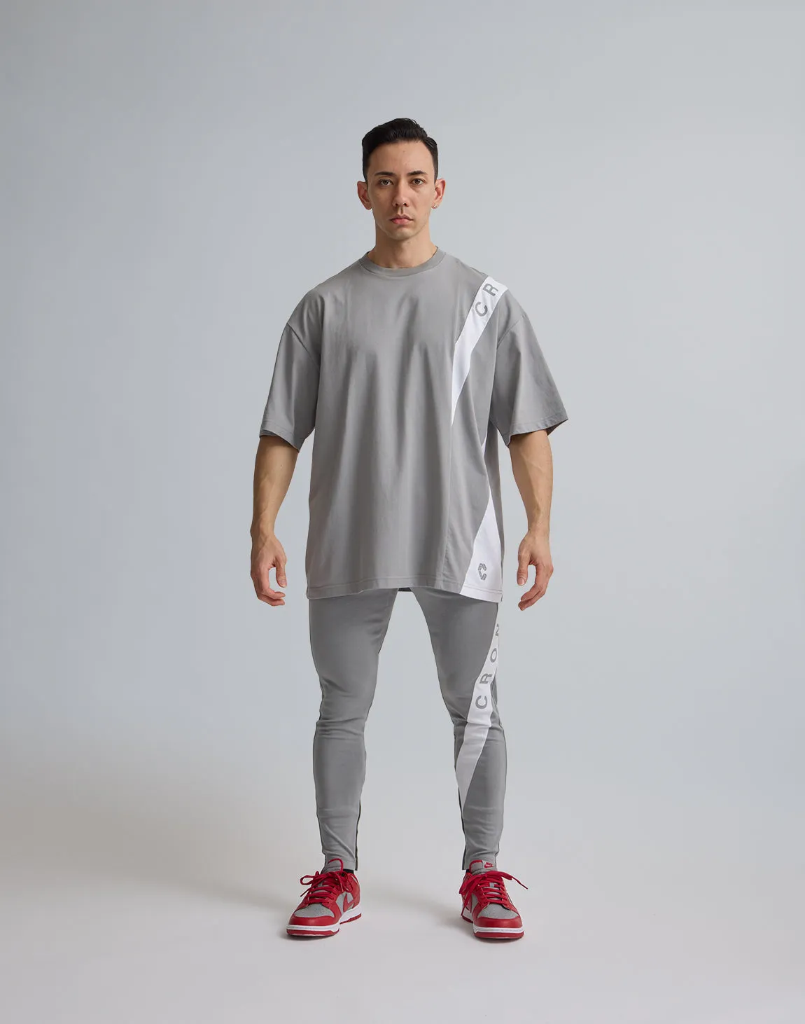 CRONOS DIAGONAL LINE LONGPANTS【GRAY】