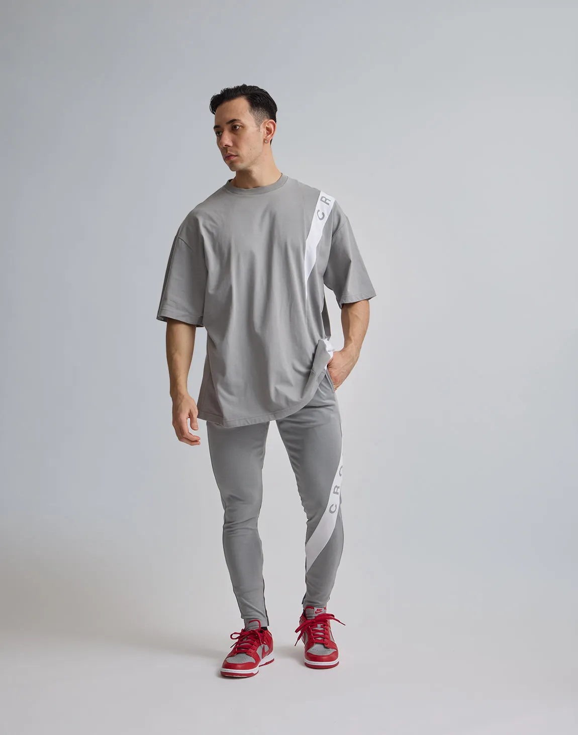 CRONOS DIAGONAL LINE LONGPANTS【GRAY】