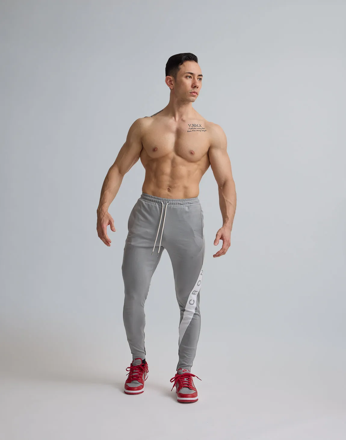 CRONOS DIAGONAL LINE LONGPANTS【GRAY】