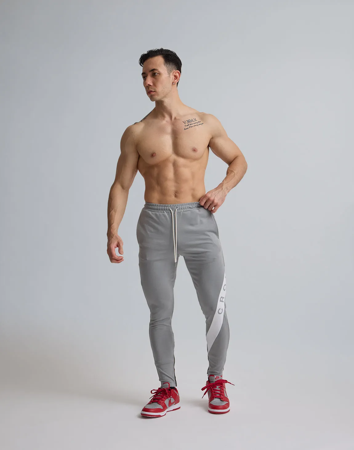 CRONOS DIAGONAL LINE LONGPANTS【GRAY】