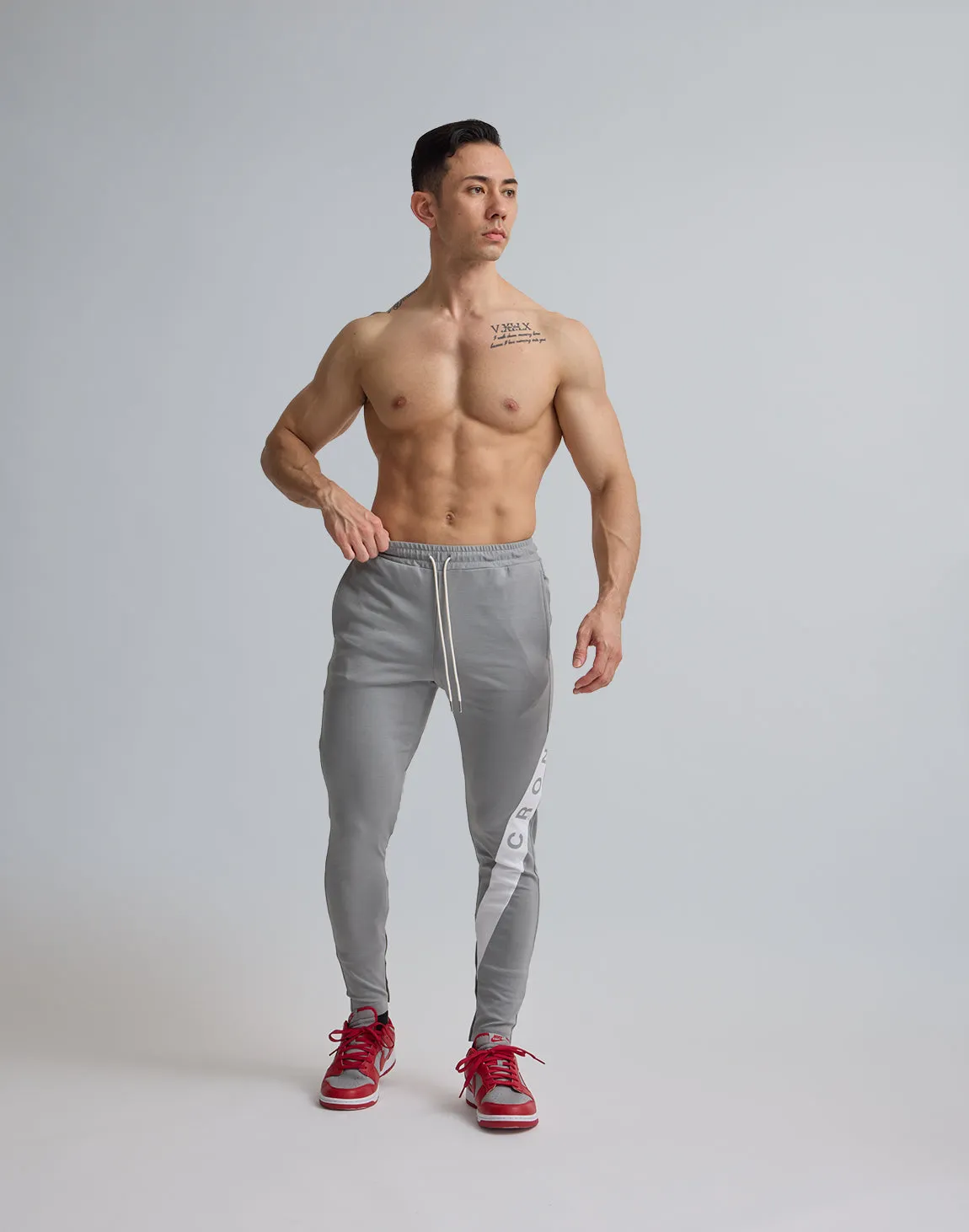 CRONOS DIAGONAL LINE LONGPANTS【GRAY】
