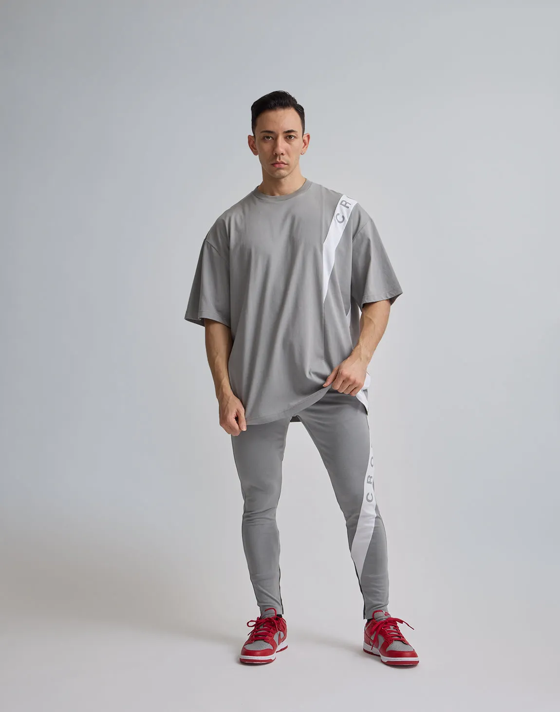 CRONOS DIAGONAL LINE LONGPANTS【GRAY】