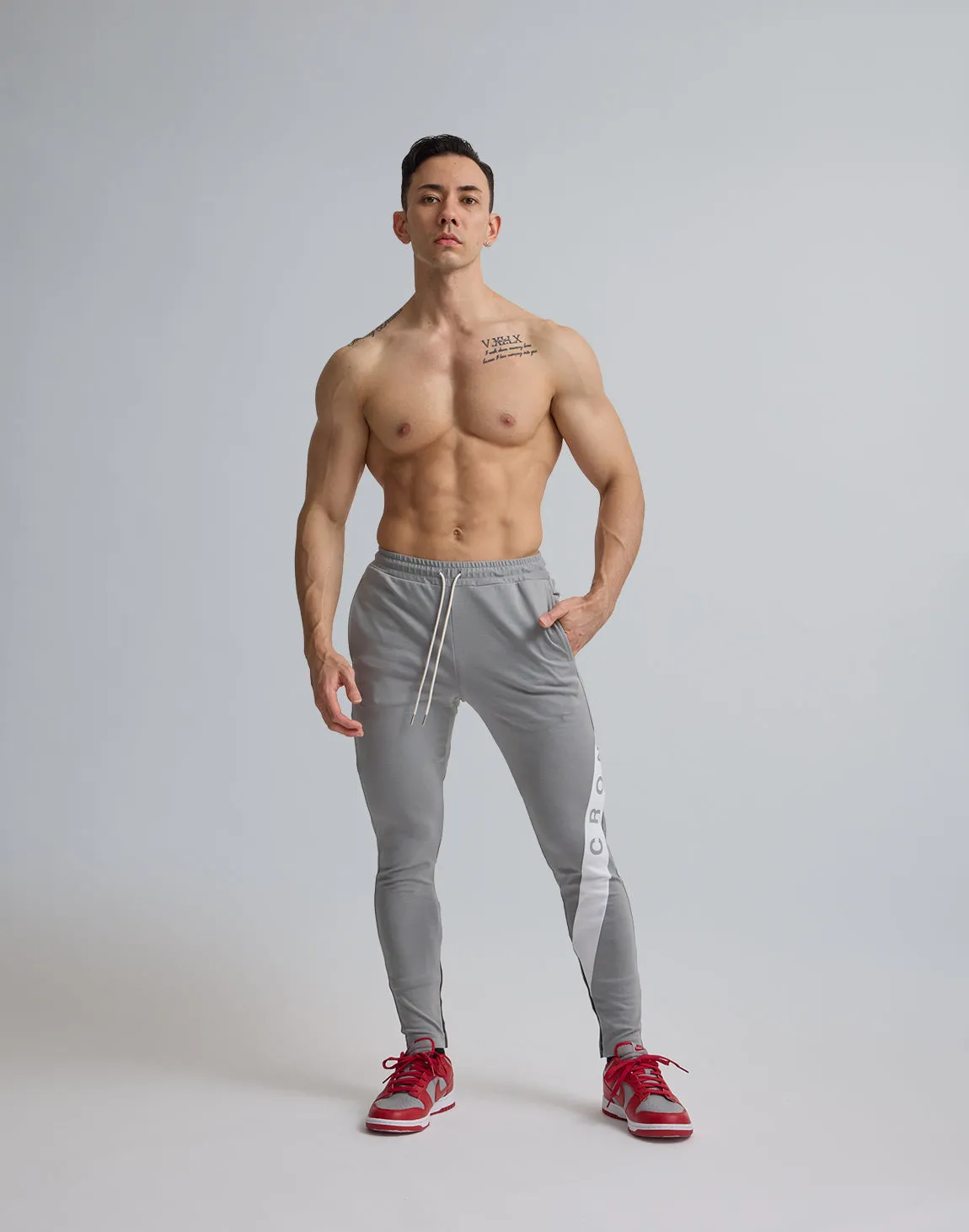 CRONOS DIAGONAL LINE LONGPANTS【GRAY】
