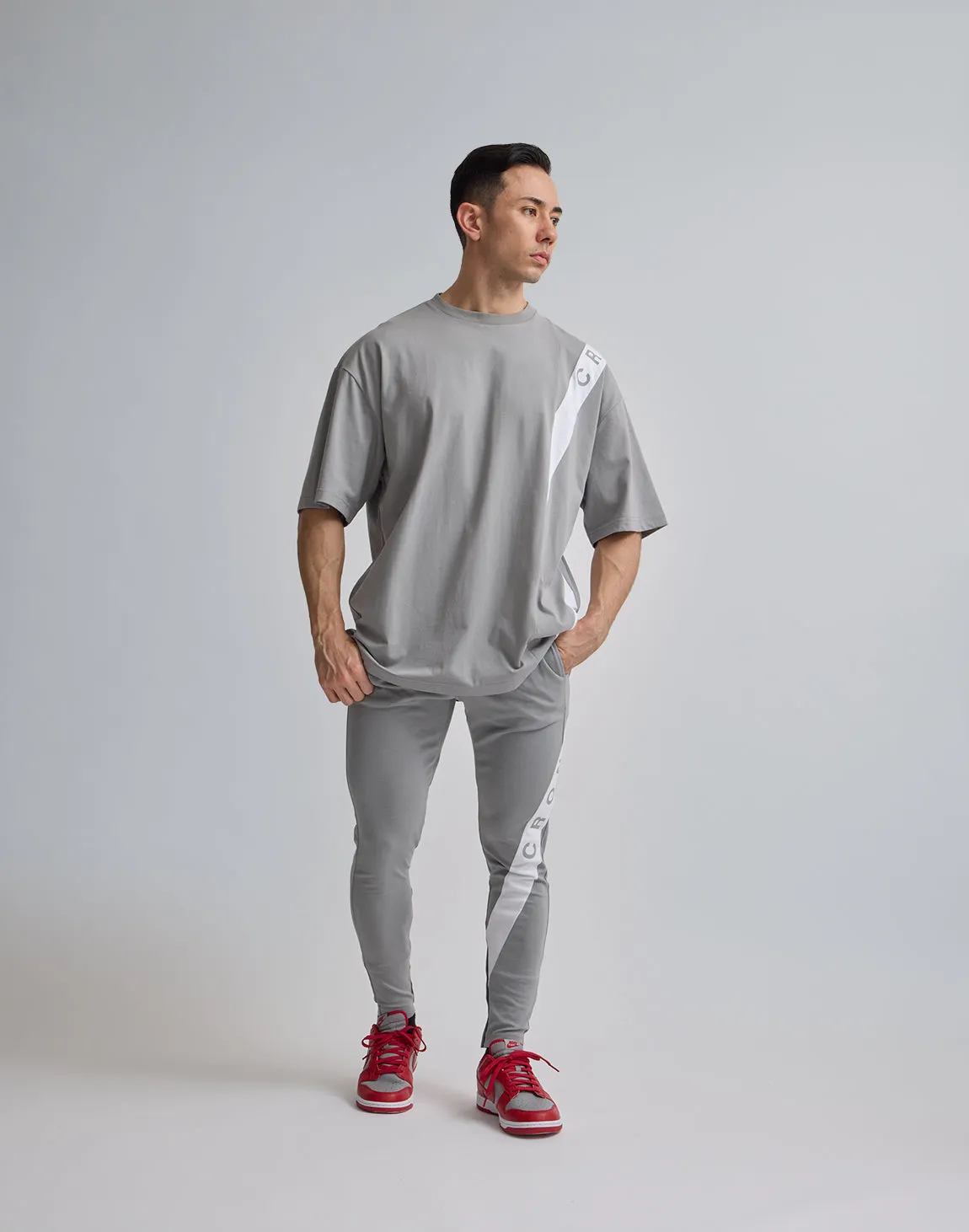 CRONOS DIAGONAL LINE LONGPANTS【GRAY】