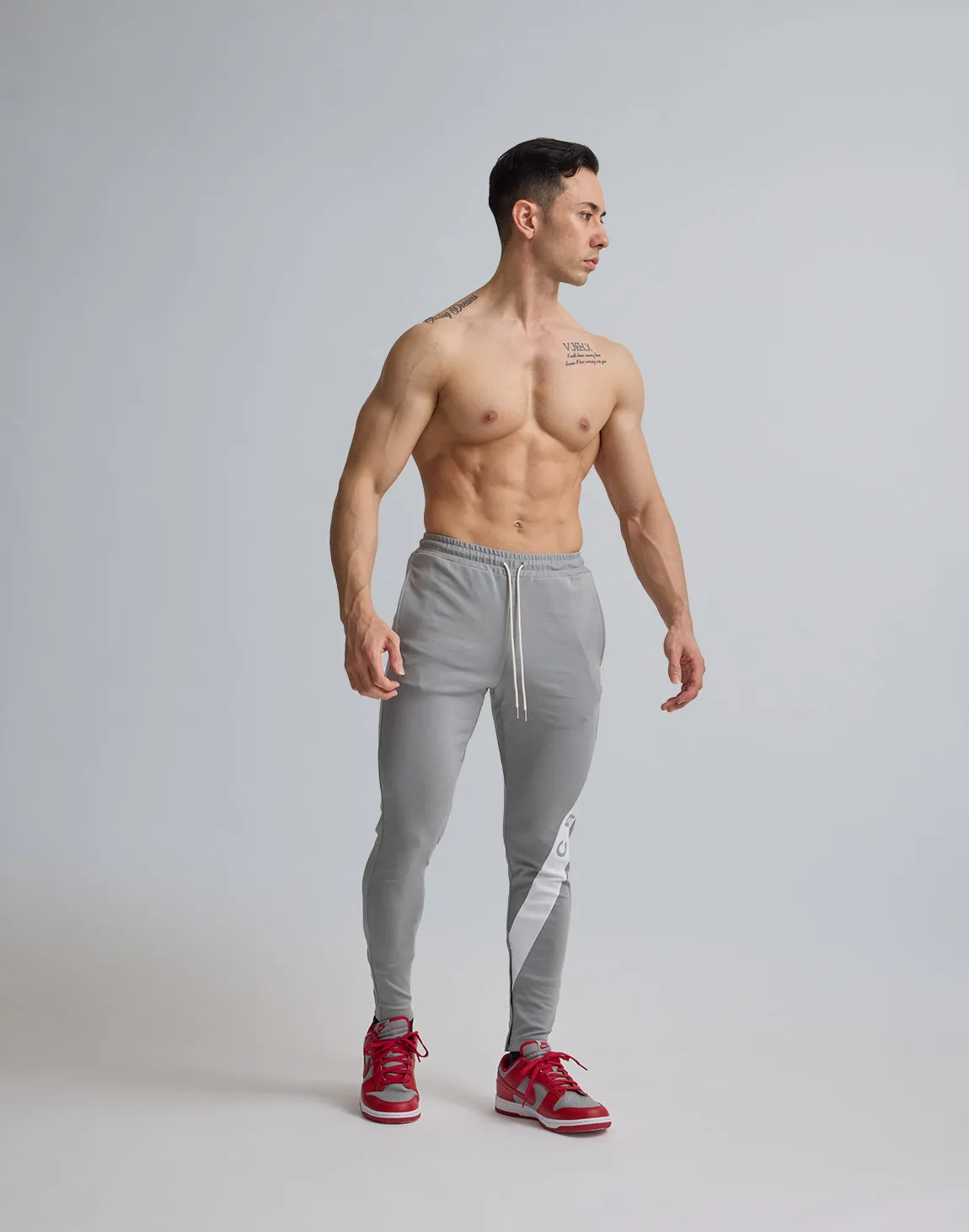 CRONOS DIAGONAL LINE LONGPANTS【GRAY】