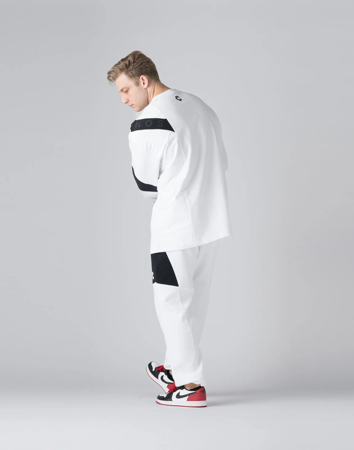 CRONOS Diagonal line paneling long Sleeve【WHITE】