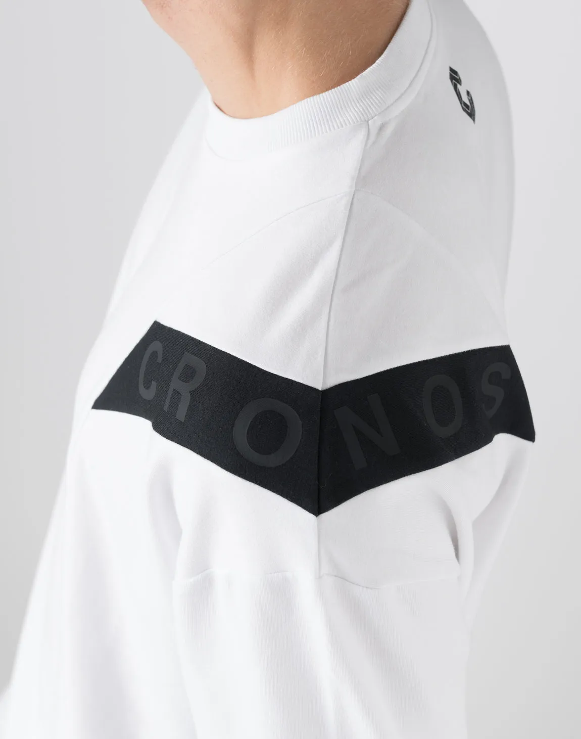 CRONOS Diagonal line paneling long Sleeve【WHITE】
