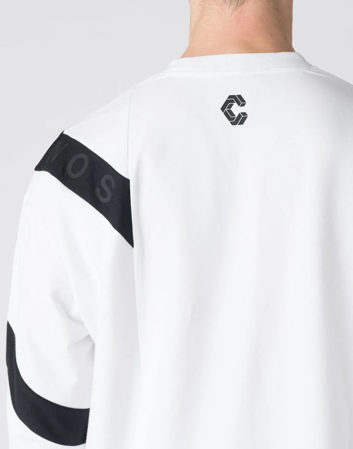 CRONOS Diagonal line paneling long Sleeve【WHITE】