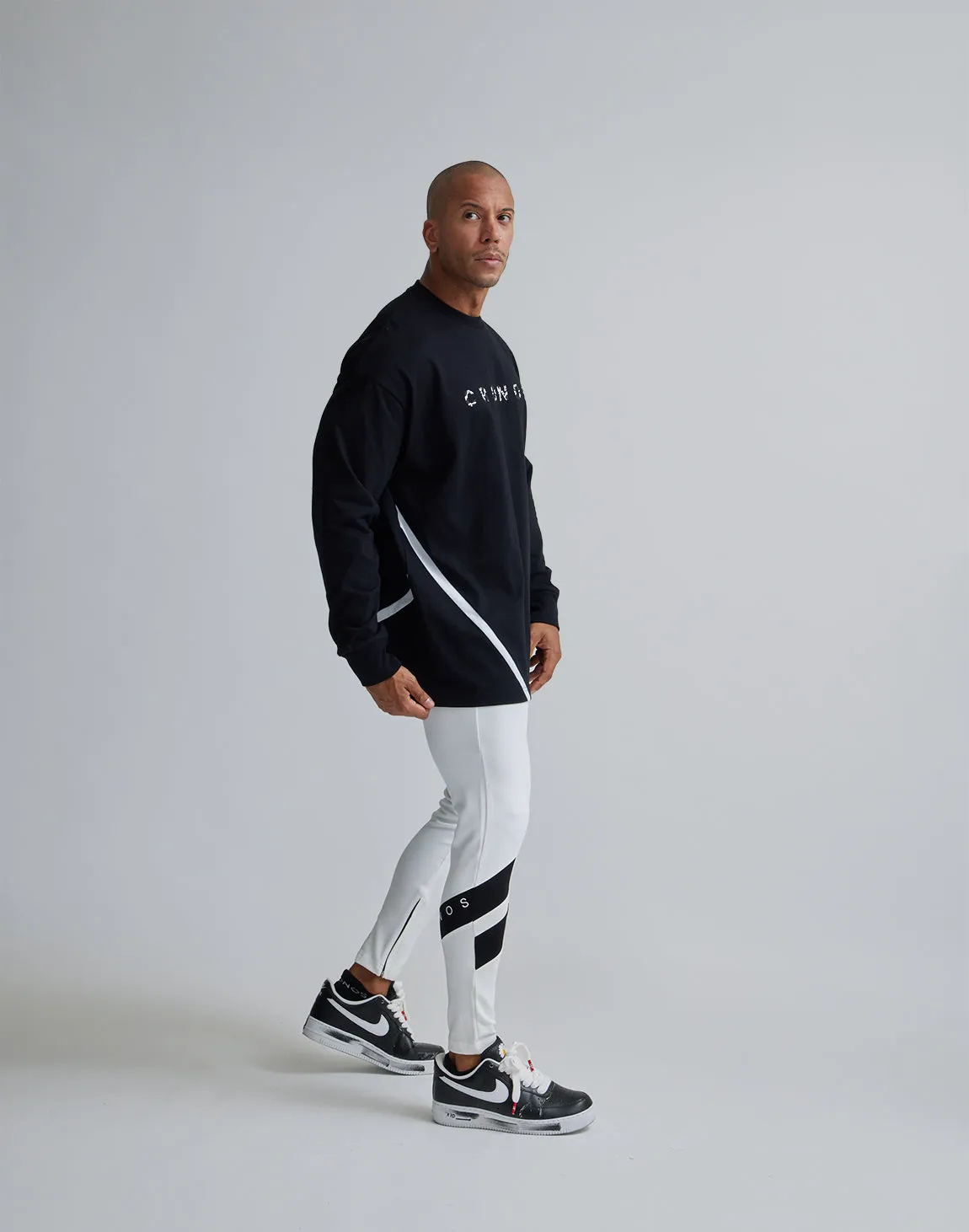 CRONOS DIAGONAl STRIPE LONGPANTS【WHITE】
