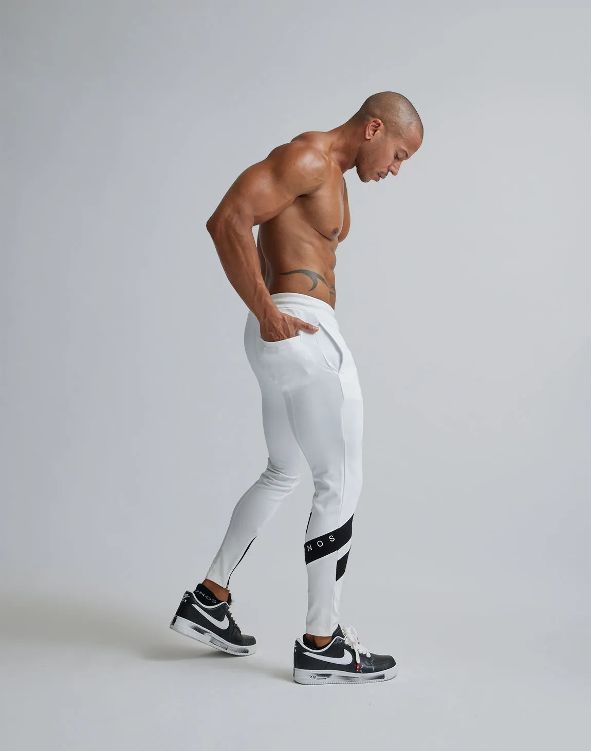 CRONOS DIAGONAl STRIPE LONGPANTS【WHITE】