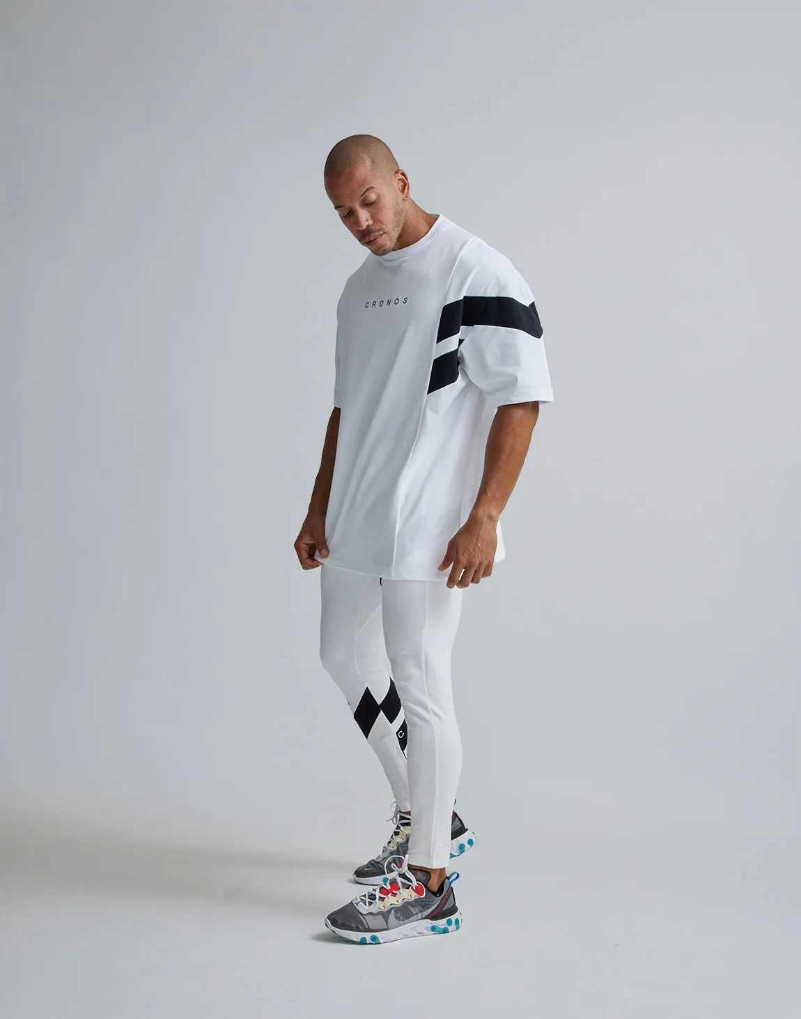 CRONOS DIAGONAl STRIPE LONGPANTS【WHITE】