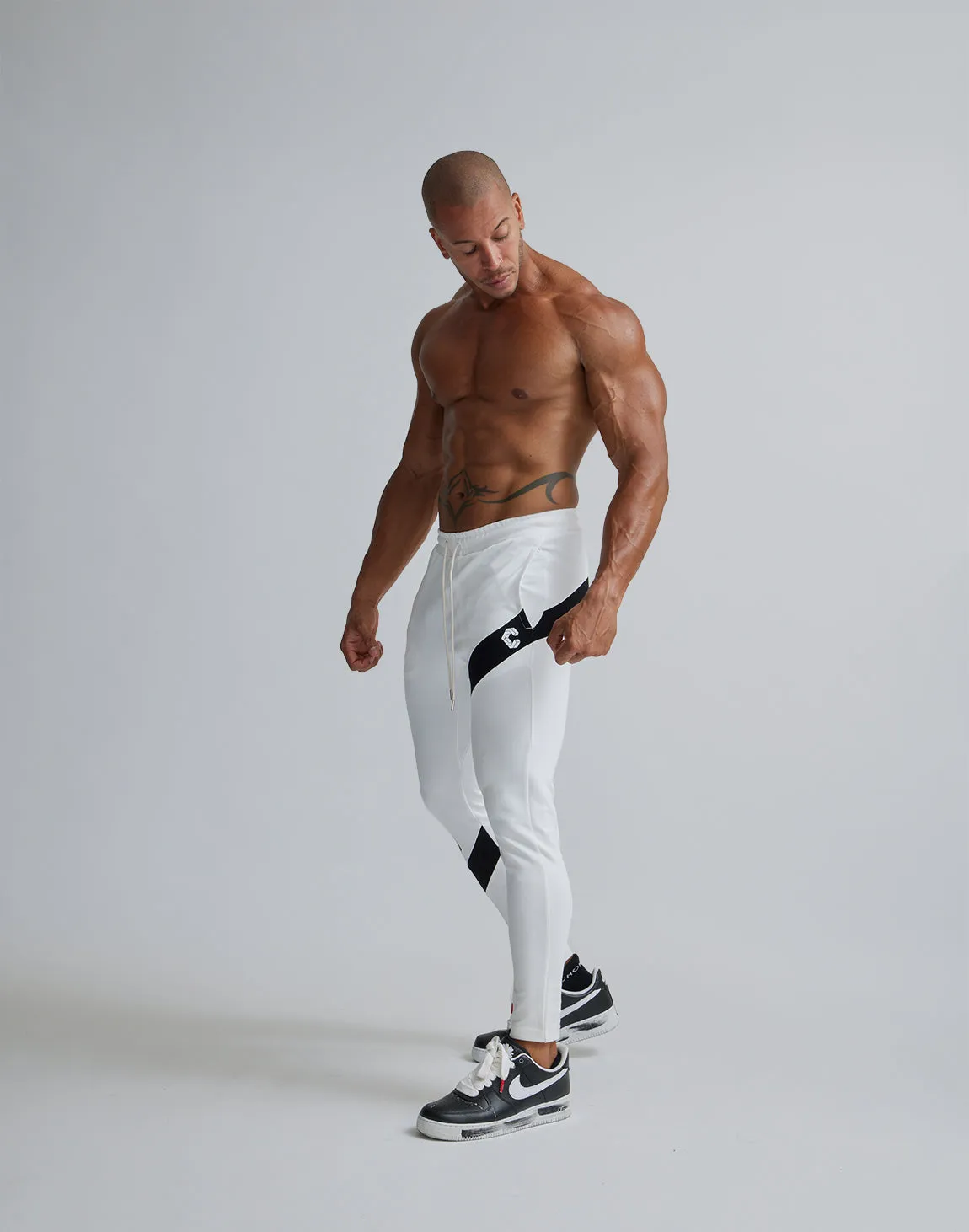 CRONOS DIAGONAl STRIPE LONGPANTS【WHITE】