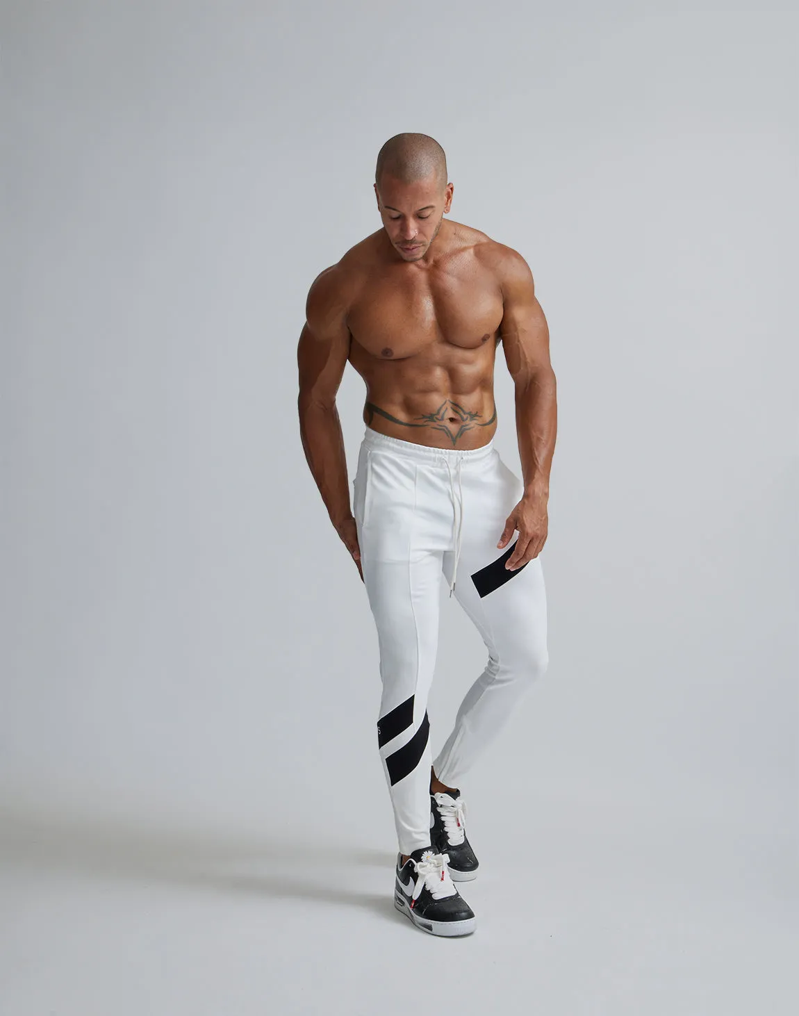 CRONOS DIAGONAl STRIPE LONGPANTS【WHITE】