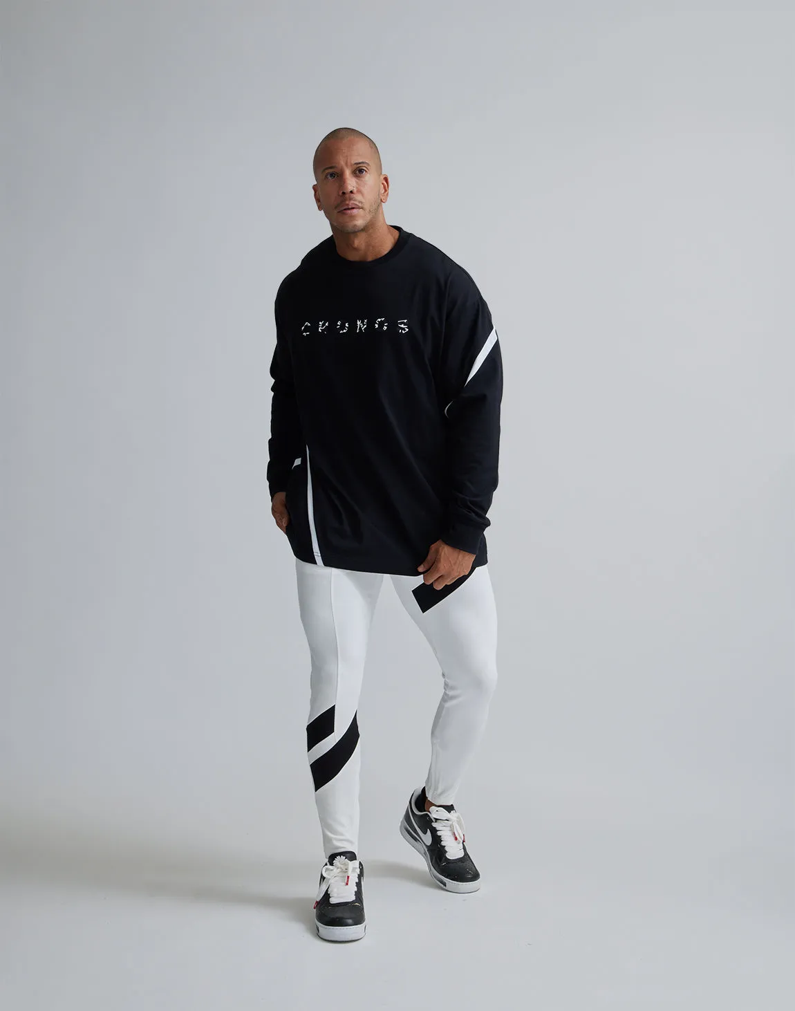CRONOS DIAGONAl STRIPE LONGPANTS【WHITE】