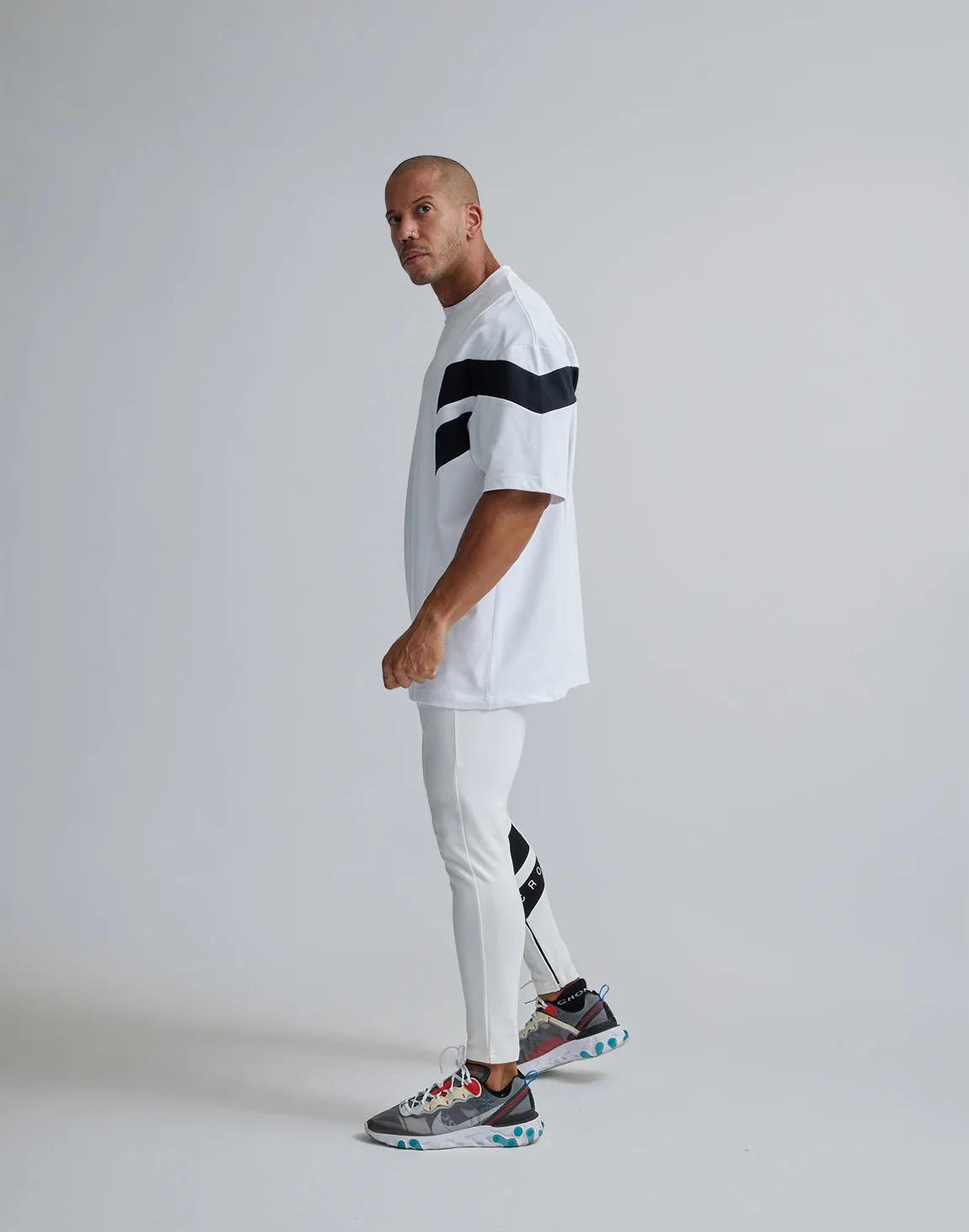 CRONOS DIAGONAl STRIPE LONGPANTS【WHITE】