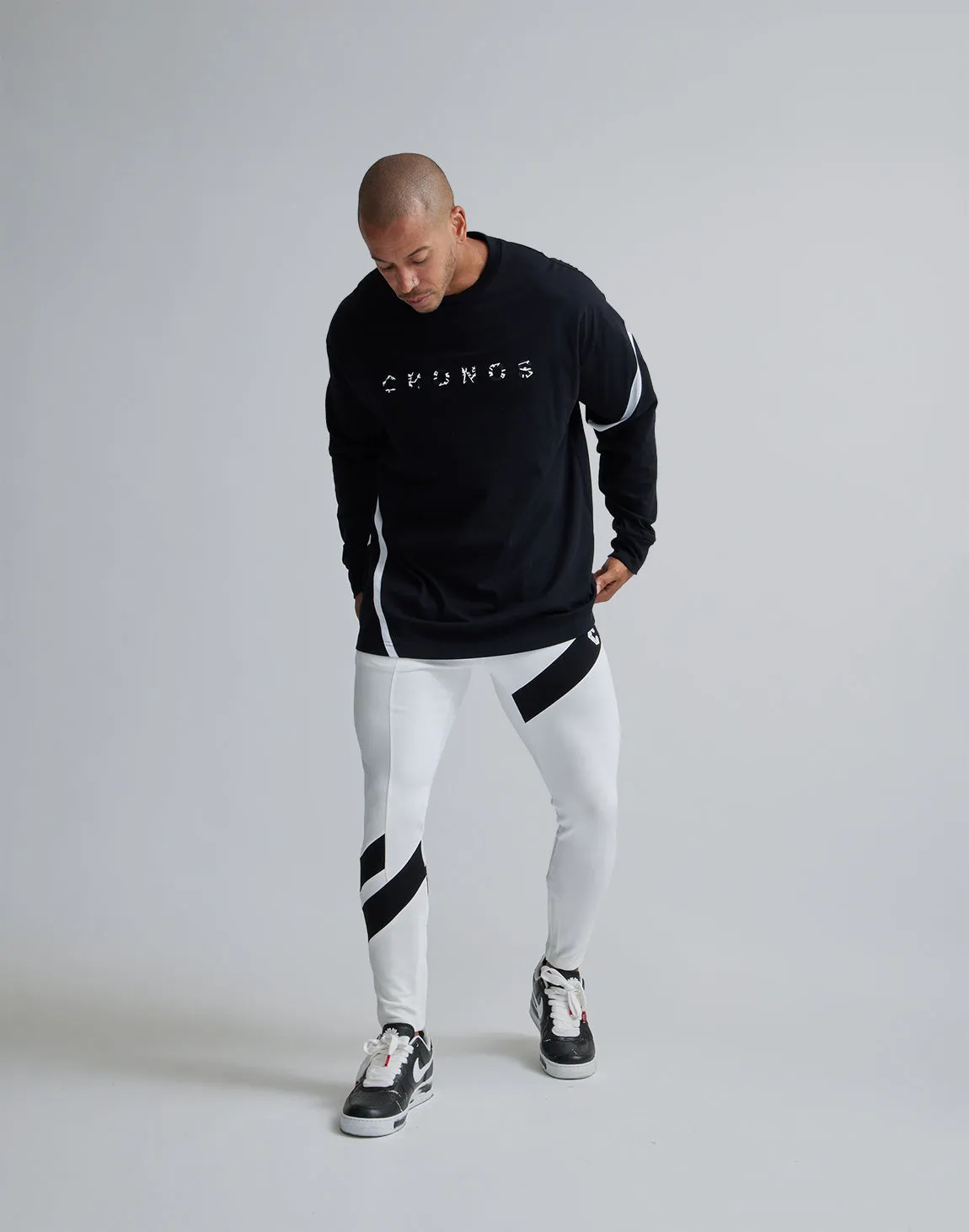 CRONOS DIAGONAl STRIPE LONGPANTS【WHITE】