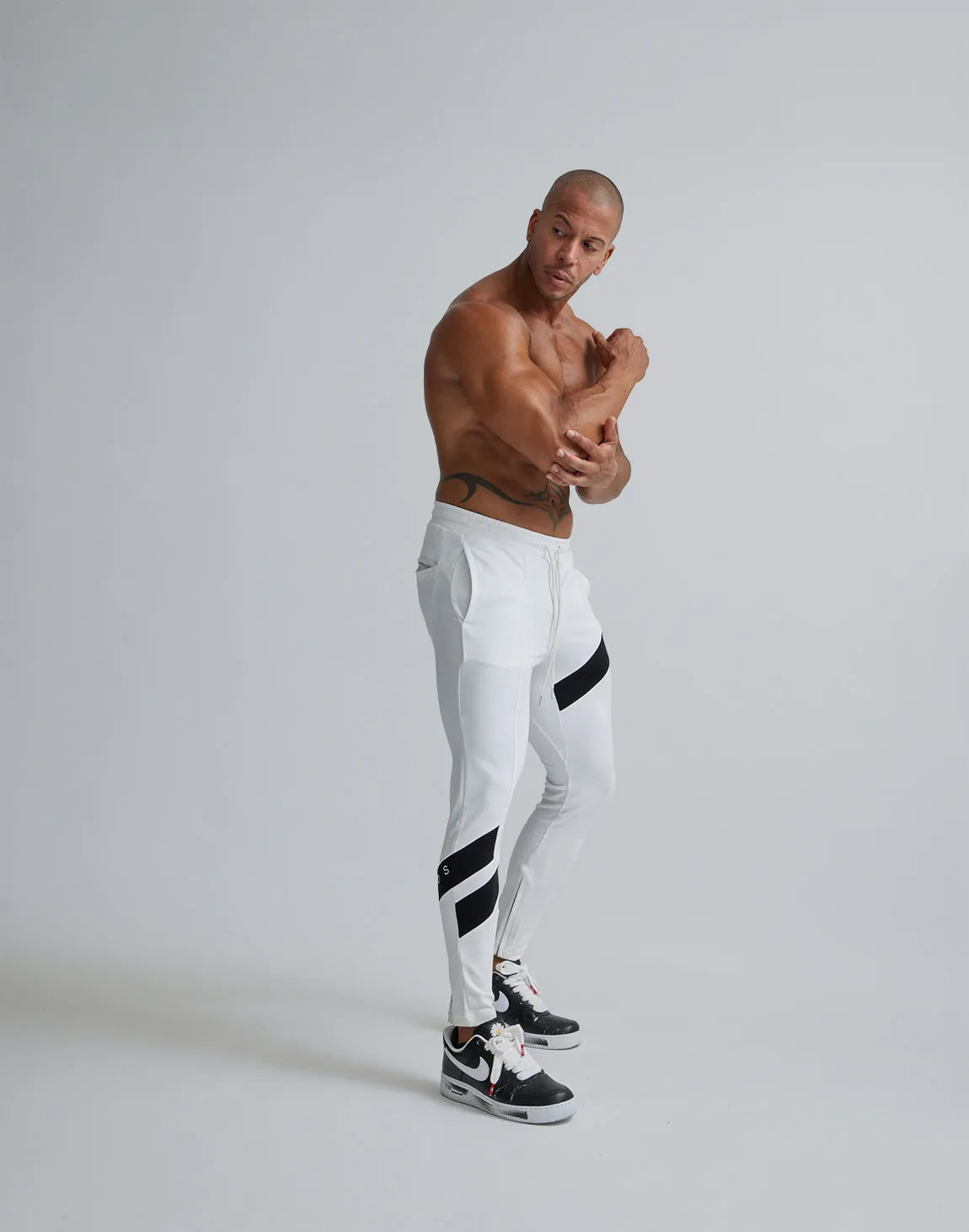 CRONOS DIAGONAl STRIPE LONGPANTS【WHITE】