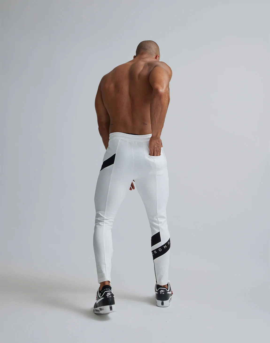 CRONOS DIAGONAl STRIPE LONGPANTS【WHITE】