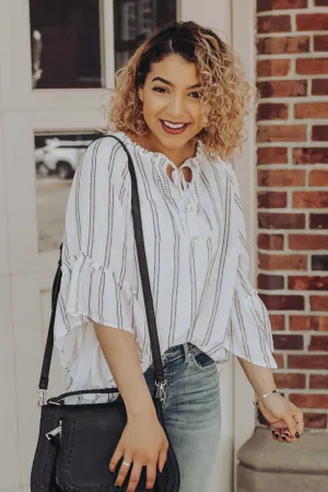 Cross Continent Chic - Stripe Ruffle Sleeve Top