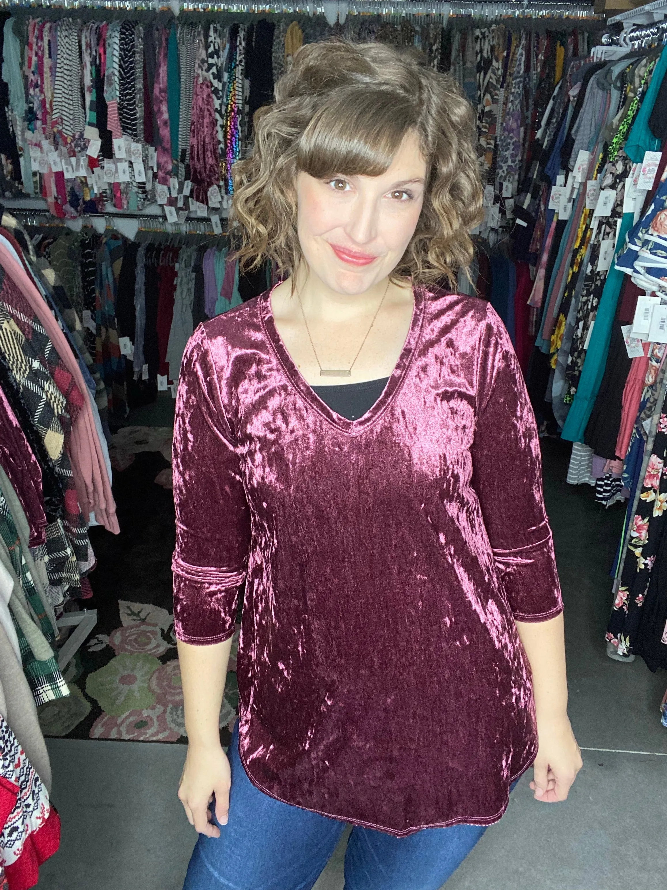 Crushed Velvet V-Neck | 2 Colors