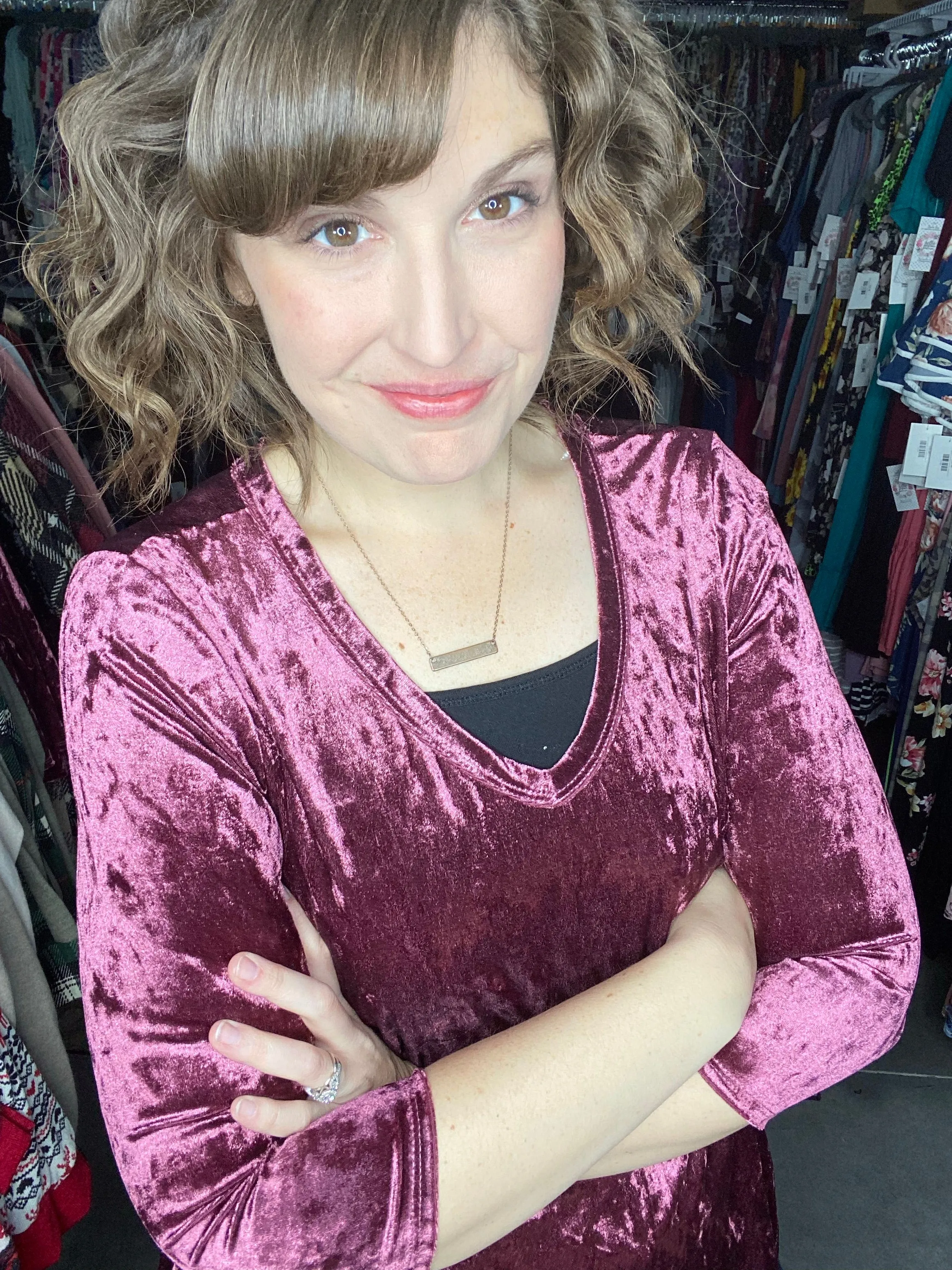 Crushed Velvet V-Neck | 2 Colors