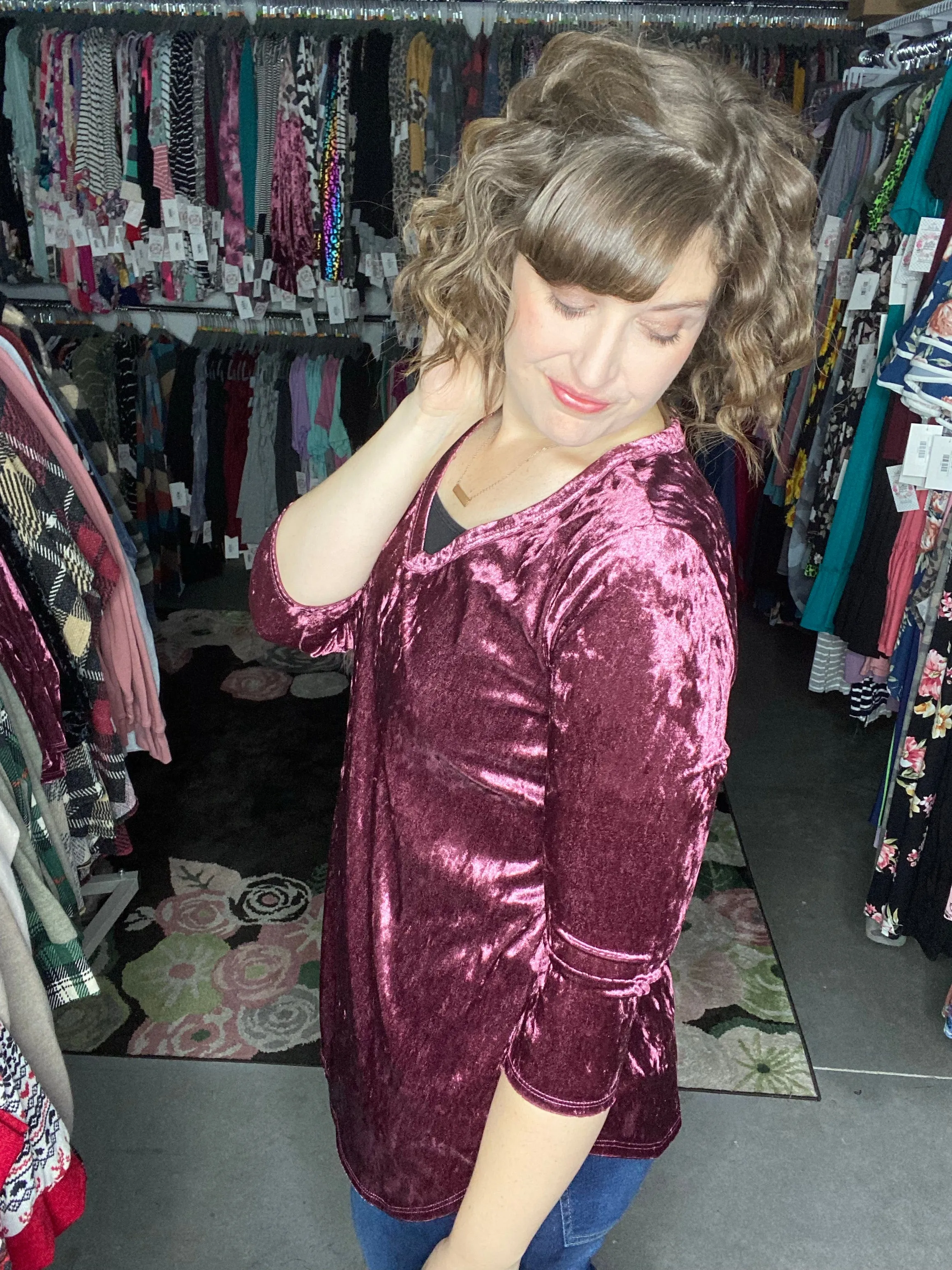 Crushed Velvet V-Neck | 2 Colors