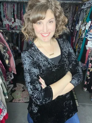 Crushed Velvet V-Neck | 2 Colors