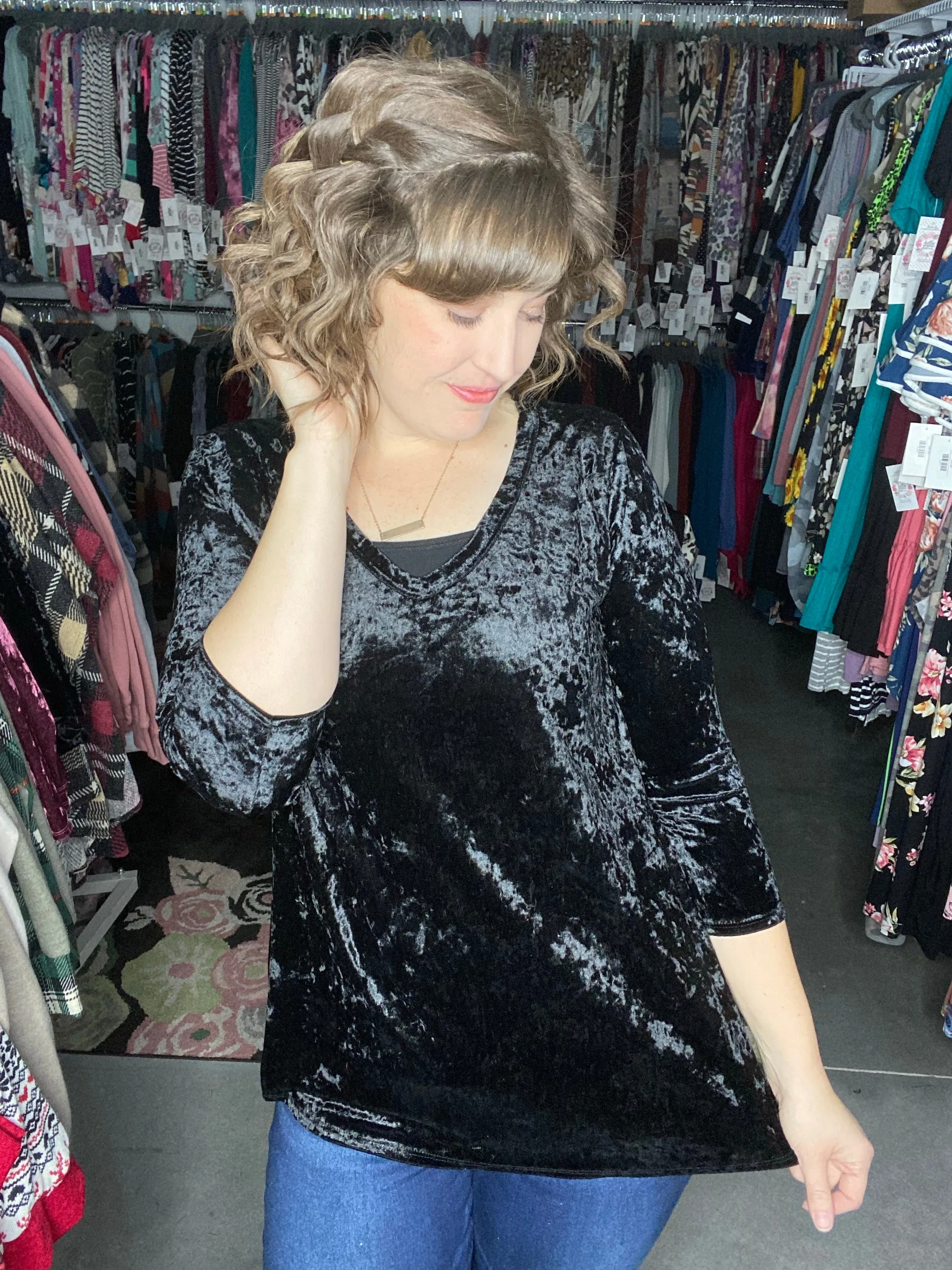 Crushed Velvet V-Neck | 2 Colors