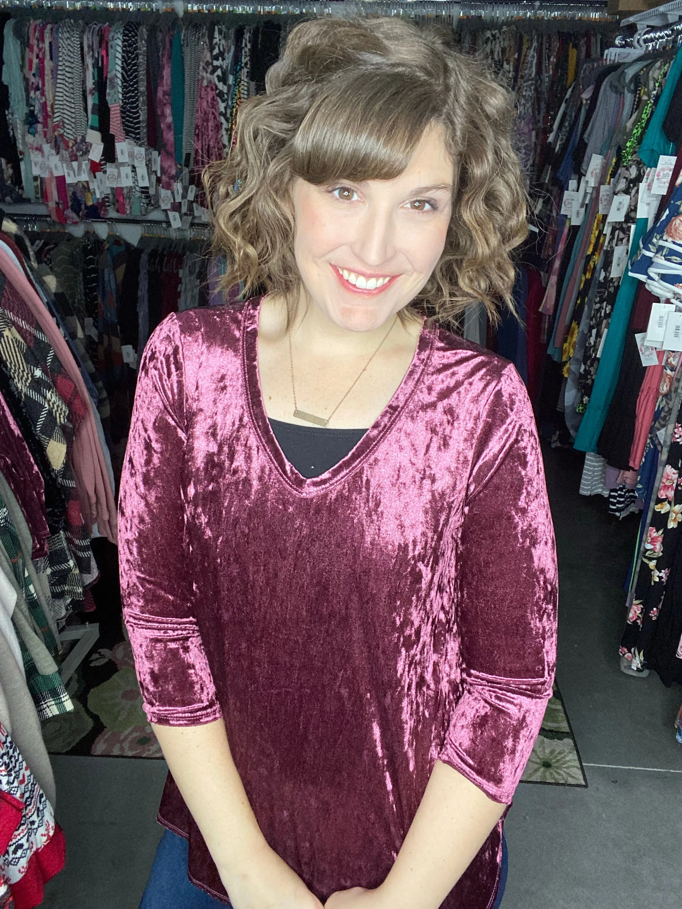 Crushed Velvet V-Neck | 2 Colors
