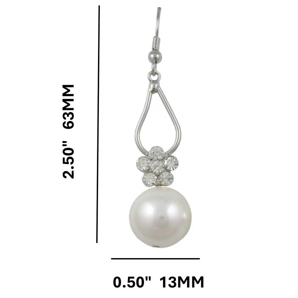 Crystal Flower with Dangling Pearl Pierced Earring - PRE709