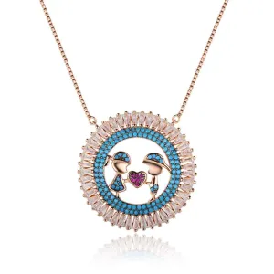 Cubic Zirconia Sterling Silver 925 Women Necklace with Boy Girl Pendant, Jewelry Gift for Ladies
