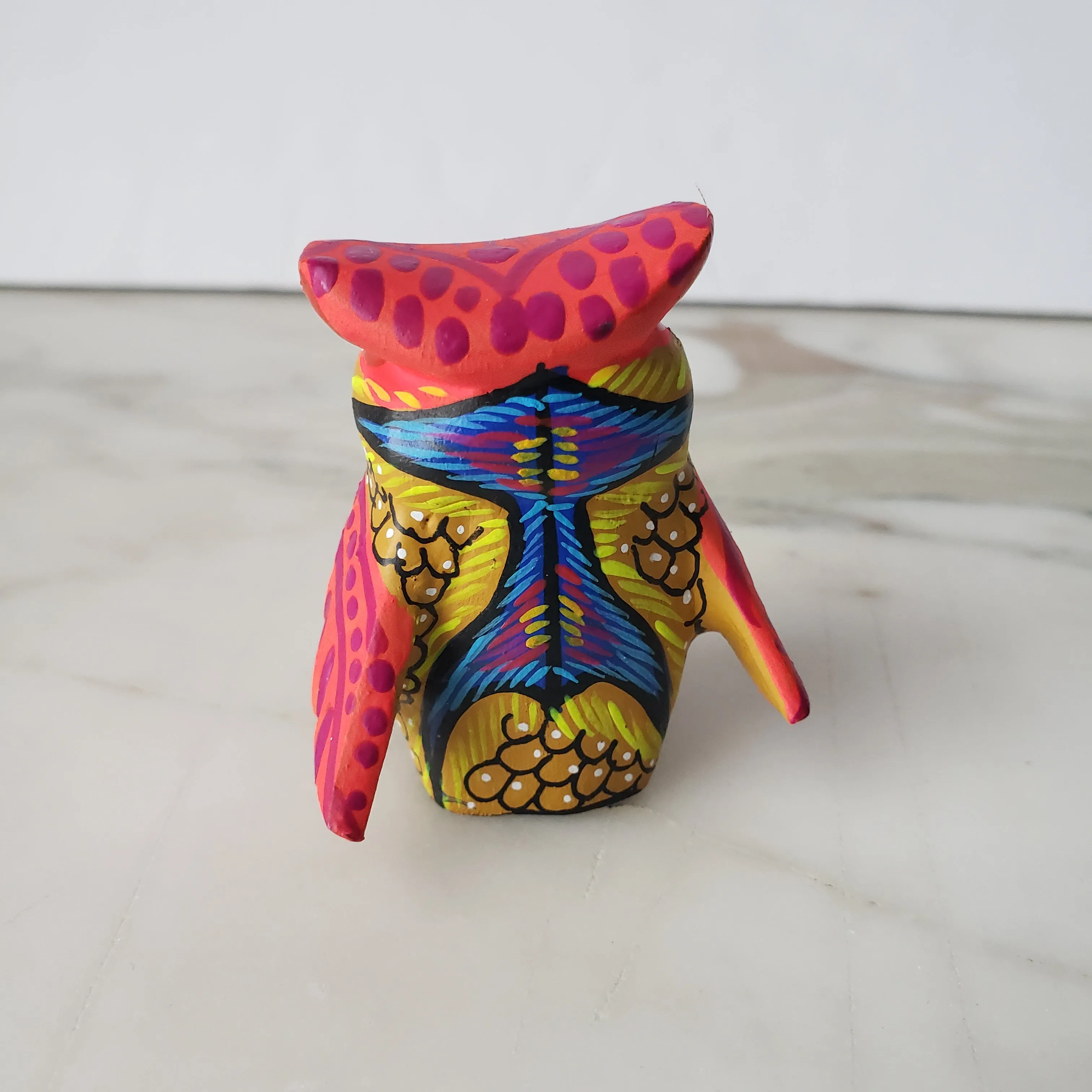 Cute Alebrije Owl Mini Wood Carving Oaxaca Hand Painted