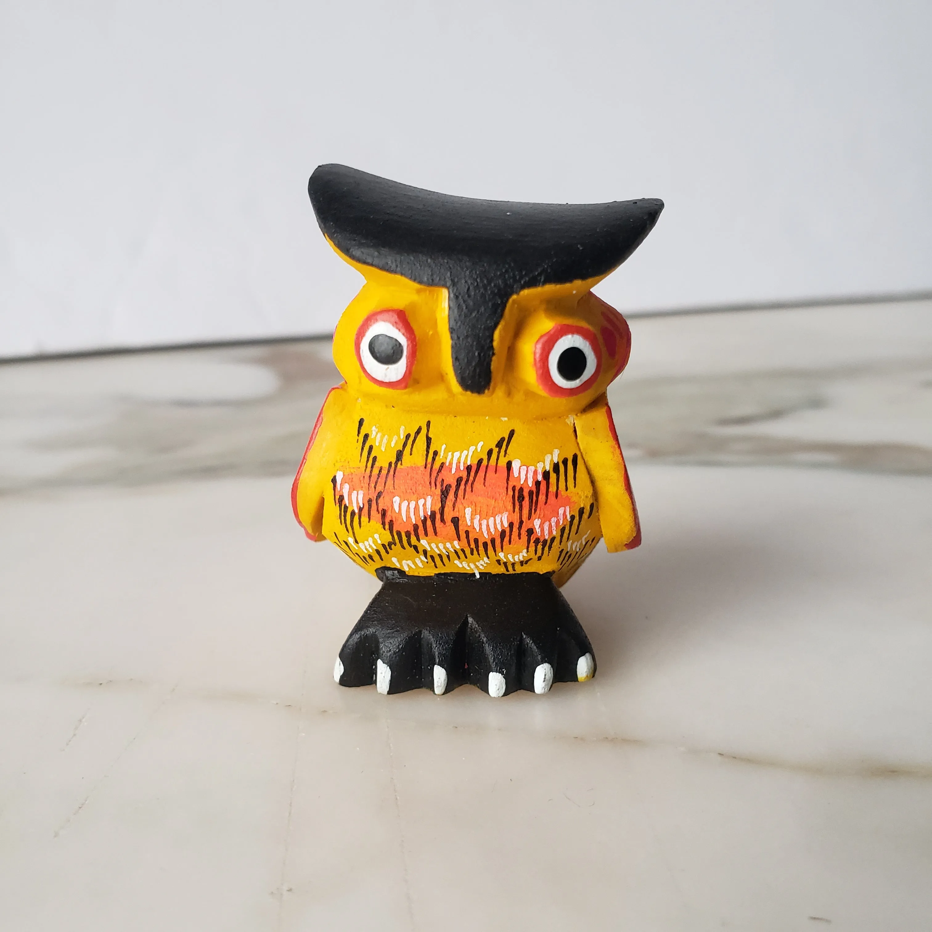 Cute Alebrije Owl Mini Wood Carving Oaxaca Hand Painted