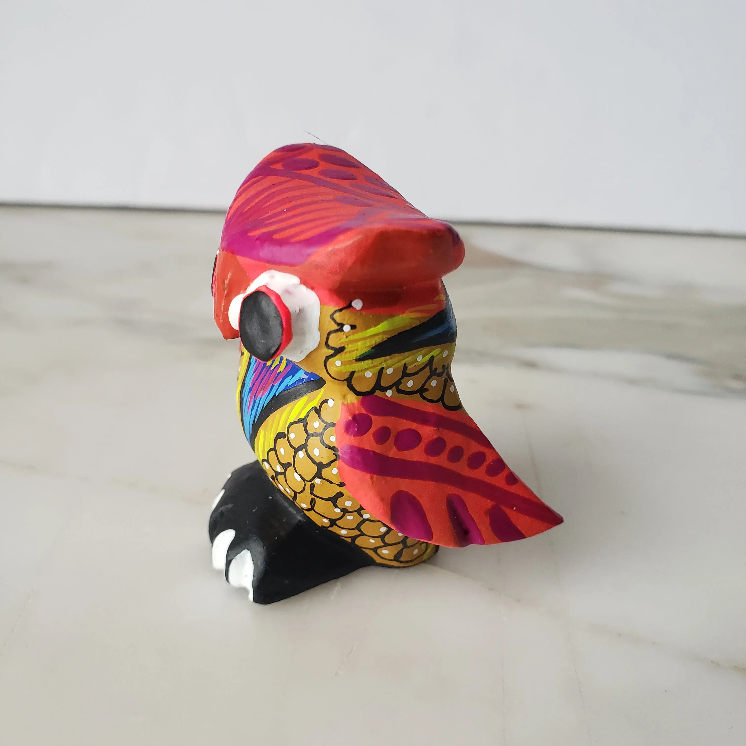 Cute Alebrije Owl Mini Wood Carving Oaxaca Hand Painted