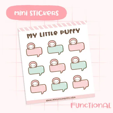 Cute Hand-drawn My Little Puffy Functional Planner Sticker- Speech Bubble