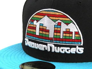 Denver Nuggets New Era 5950 Fitted Hats (BLACK/PROCESS BLUE)
