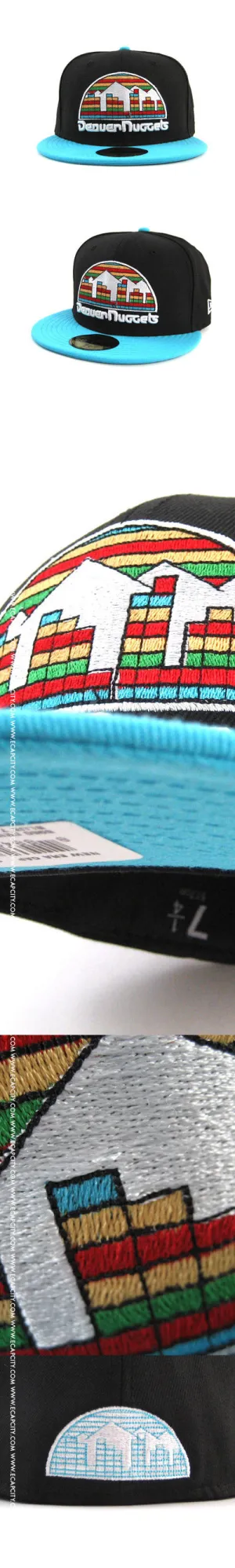 Denver Nuggets New Era 5950 Fitted Hats (BLACK/PROCESS BLUE)