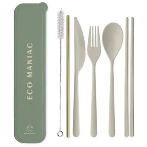 DesignWorks Ink - 'Eco Maniac' Portable Flatware Set w/ Gold Straw