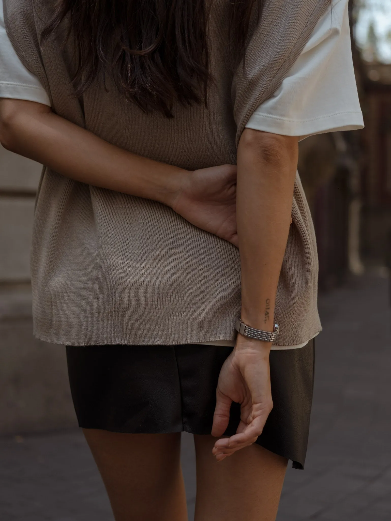 DIAGONAL MINI SKIRT  - BLACK